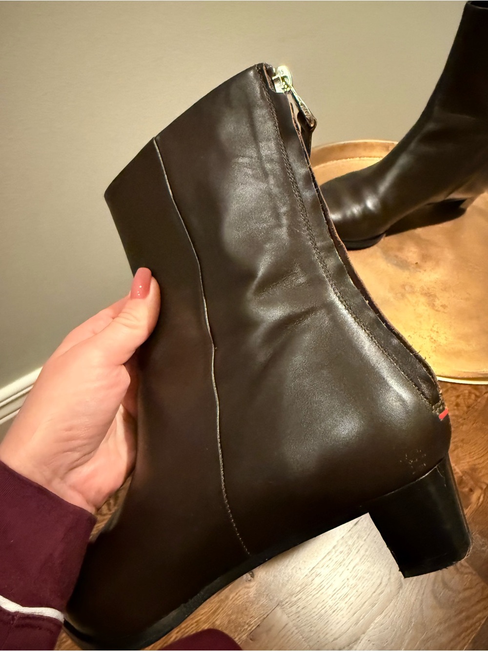 Aeyde Dark Brown Pointed Leather Ankle Boots - Picture 4 of 5